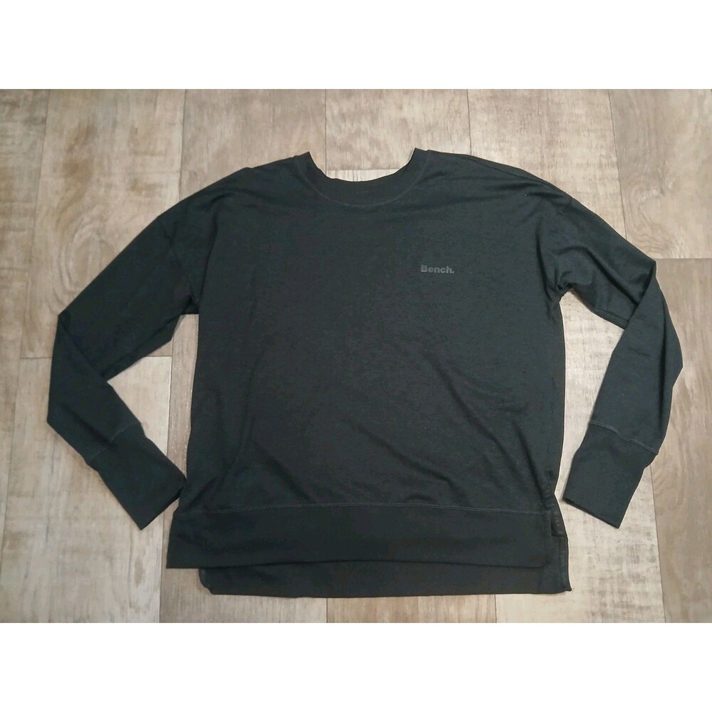 BENCH Urbanwear Black Crewneck Shirt Stretch Pullover Size Large Womens